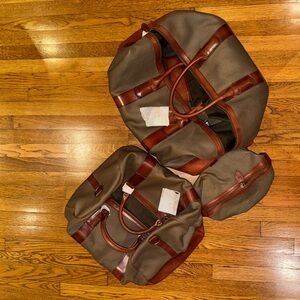 Ralph Lauren Olive and Tan Duffel Bag Set + Toiletry Bag NWT
